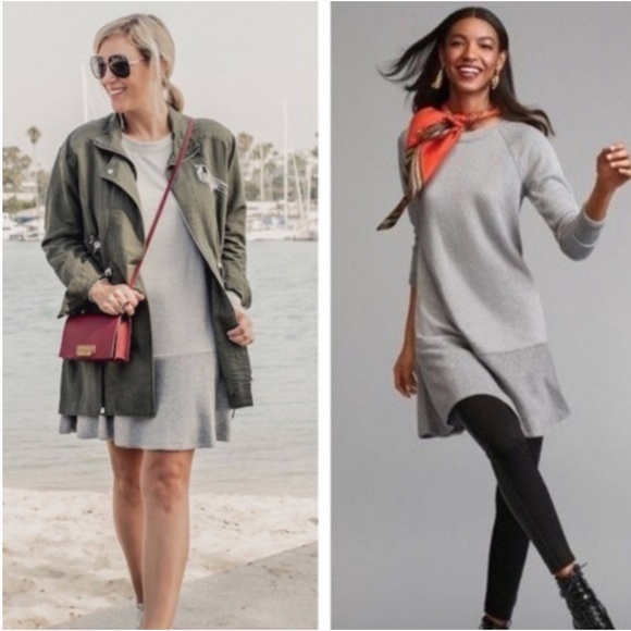 CAbi Dresses & Skirts - CAbi Flashdance Gray Sweatshirt Dress